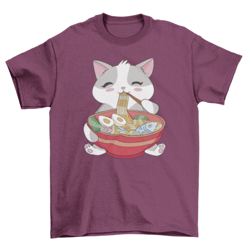 Cat animal eating ramen t-shirt - Big J's Showstoppin' Store